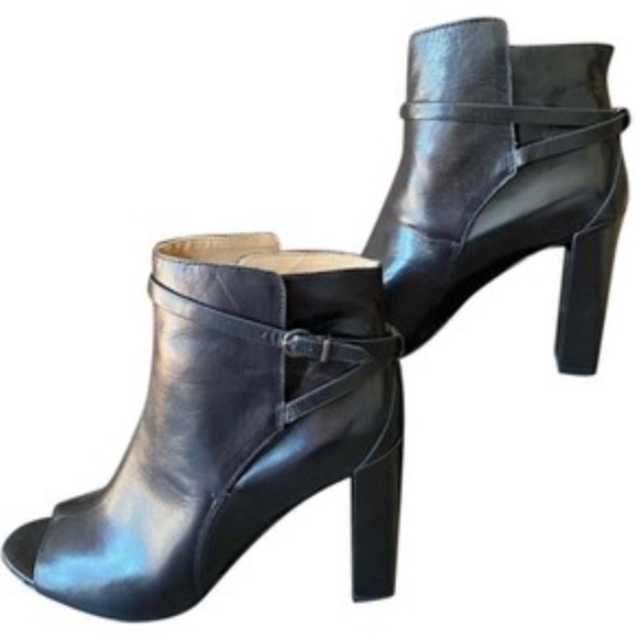 NIB Banana Republic Peeptoe Leather Gayle Bootie, Black, 9 - Picture 3 of 12